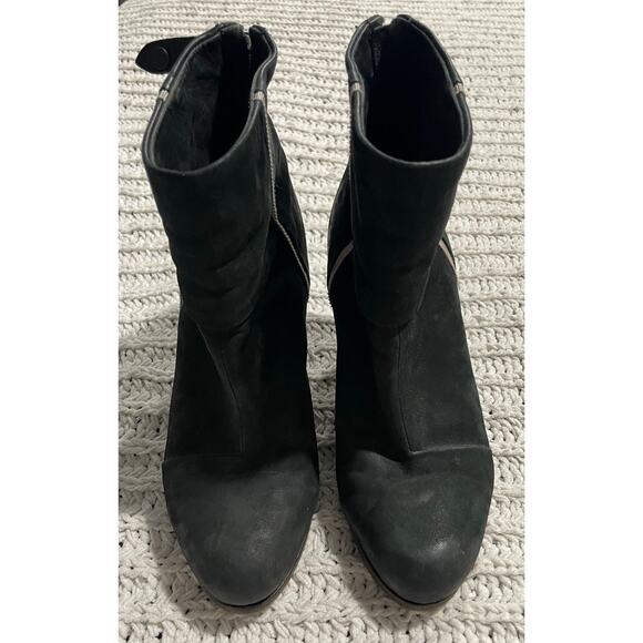 Rag & Bone Newbury Classic Ankle Boots Leather White Piping Womens Size 5 Black - Picture 5 of 10